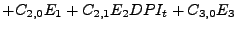 $\displaystyle +C_{2,0}E_{1}+C_{2,1}E_{2}DPI_{t}+C_{3,0}E_{3}$